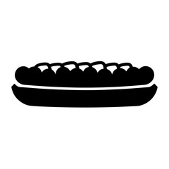 meatball sub vector silhouette icon, black and white illustration of food.