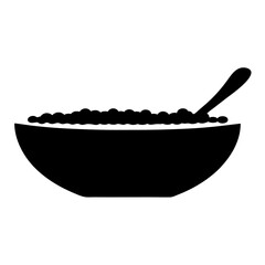 oatmeal bowl vector silhouette icon, black and white illustration of food.