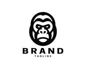Gorilla head logo emblem in minimalist design