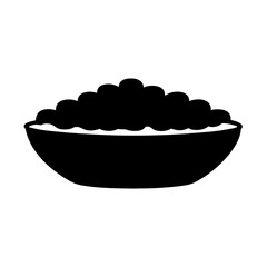 oatmeal bowl vector silhouette icon, black and white illustration of food.