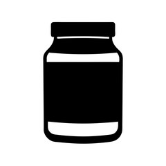 peanut butter jar vector silhouette icon, black and white illustration of food.