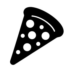 pepperoni pizza vector silhouette icon, black and white illustration of food.
