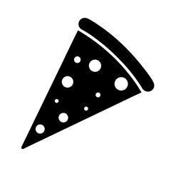 pizza slice vector silhouette icon, black and white illustration of food.