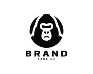 Gorilla head logo for branding in flat style