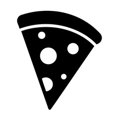 pizza slice vector silhouette icon, black and white illustration of food.