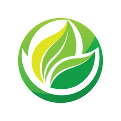 Green Leaves in a Circular Eco-Friendly Logo