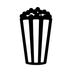 popcorn bucket vector silhouette icon, black and white illustration of food.