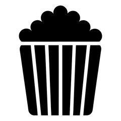popcorn bucket vector silhouette icon, black and white illustration of food.