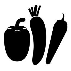 roasted vegetables vector silhouette icon, black and white illustration of food.