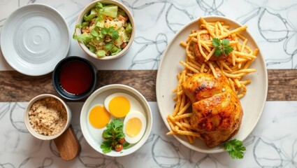 table with food top view