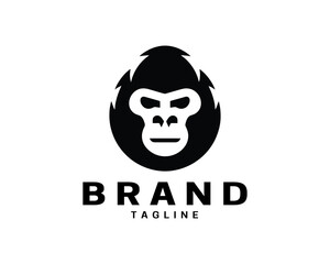 Gorilla head logo with modern flat black style