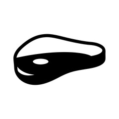 steak vector silhouette icon, black and white illustration of food.