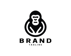 Gorilla head logo vector in playful flat design