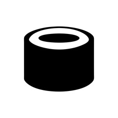 sushi roll vector silhouette icon, black and white illustration of food.