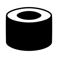 sushi roll vector silhouette icon, black and white illustration of food.