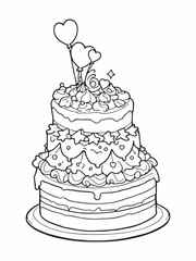 cake line art black and white minimalist drawing.eps