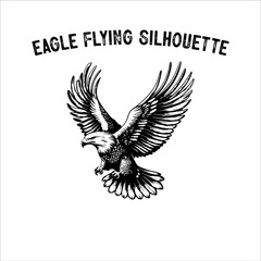 Obraz premium Flying Eagle Silhouette Vector on White Background.