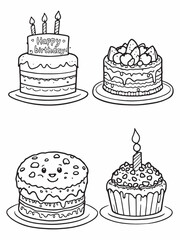 cake line art trendy and unique illustration concept.eps