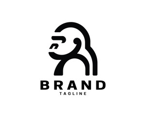 Gorilla head logo minimal design in flat tone