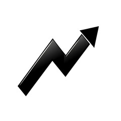 Black Glossy Arrow Upward Trend Chart Icon on Transparent Background
