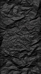 Crumpled Black Texture Background An Array of Folds and Shadows, a Dark Landscape