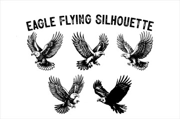 Flying Eagle Silhouette Vector on White Background.
