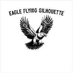 Obraz premium Flying Eagle Silhouette Vector on White Background.