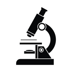 Simple Black Silhouette of a Compound Light Microscope