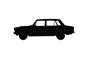 Vintage Car Silhouette, Black Vintage Car Vector illustration on white background