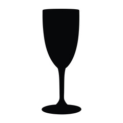 champagne flute vector silhouette icon, black and white illustration of drinks.