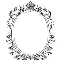 Ornate Oval Frame with Floral Accents, Elegantly Detailed Vector Design