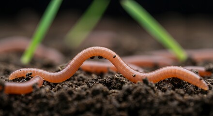 Earthworms in Soil: A Close-Up Macro Photograph
