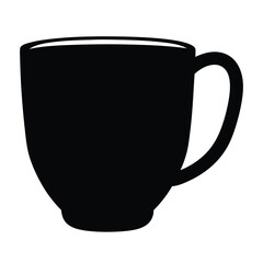coffee cup vector silhouette icon, black and white illustration of drinks.