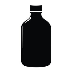 cold brew bottle vector silhouette icon, black and white illustration of drinks.