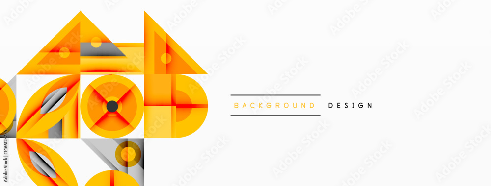 Leinwandbilder Abstract geometric shapes, yellow tones, white background. Modern design elements create dynamic visual composition.