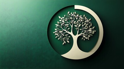 Elegant Tree of Life Design Green Background Nature Art Decor