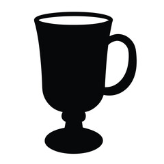 eggnog glass vector silhouette icon, black and white illustration of drinks.