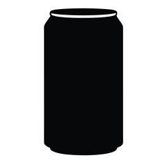 energy drink can vector silhouette icon, black and white illustration of drinks.