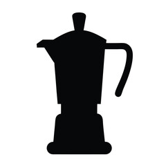espresso machine vector silhouette icon, black and white illustration of drinks.