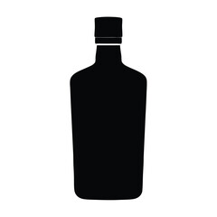 gin bottle vector silhouette icon, black and white illustration of drinks.