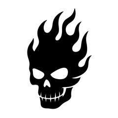 Flaming Skull Silhouette Design. Ideal for use as a tattoo, icon, web graphic design, and infographic concepts.