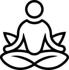 Minimalist black and white vector silhouette design of man yoga pose.