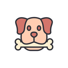 Playful dog with bone icon, embodying pet care and canine companions