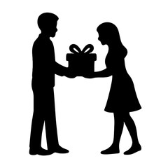 Gift Exchange in Silhouette. eps. Ideal for use as a tattoo, icon, web graphic design, and infographic concepts."