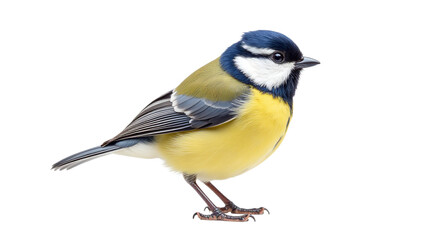 Obraz premium Avian wildlife Blue Tit bird portrait, small colorful songbird nature close up, yellow and black feathered animal detail, vibrant passerine species studio shot