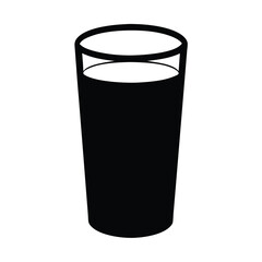 glass of milk vector silhouette icon, black and white illustration of drinks.