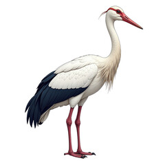 Detailed Crane Clipart, isolated on a white background.