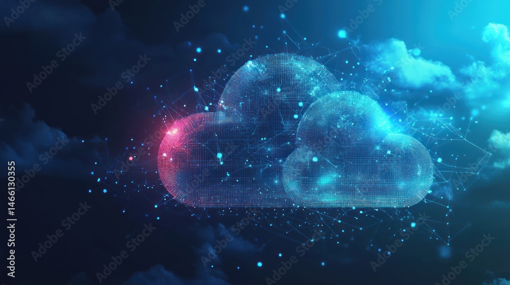 Poster abstract cloud computing graphic