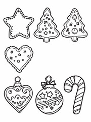 Colorful holiday cookies arranged line art design style.eps