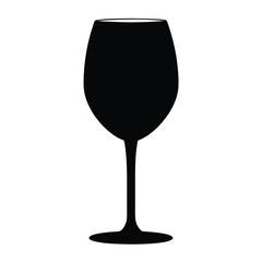 glass of ros vector silhouette icon, black and white illustration of drinks.